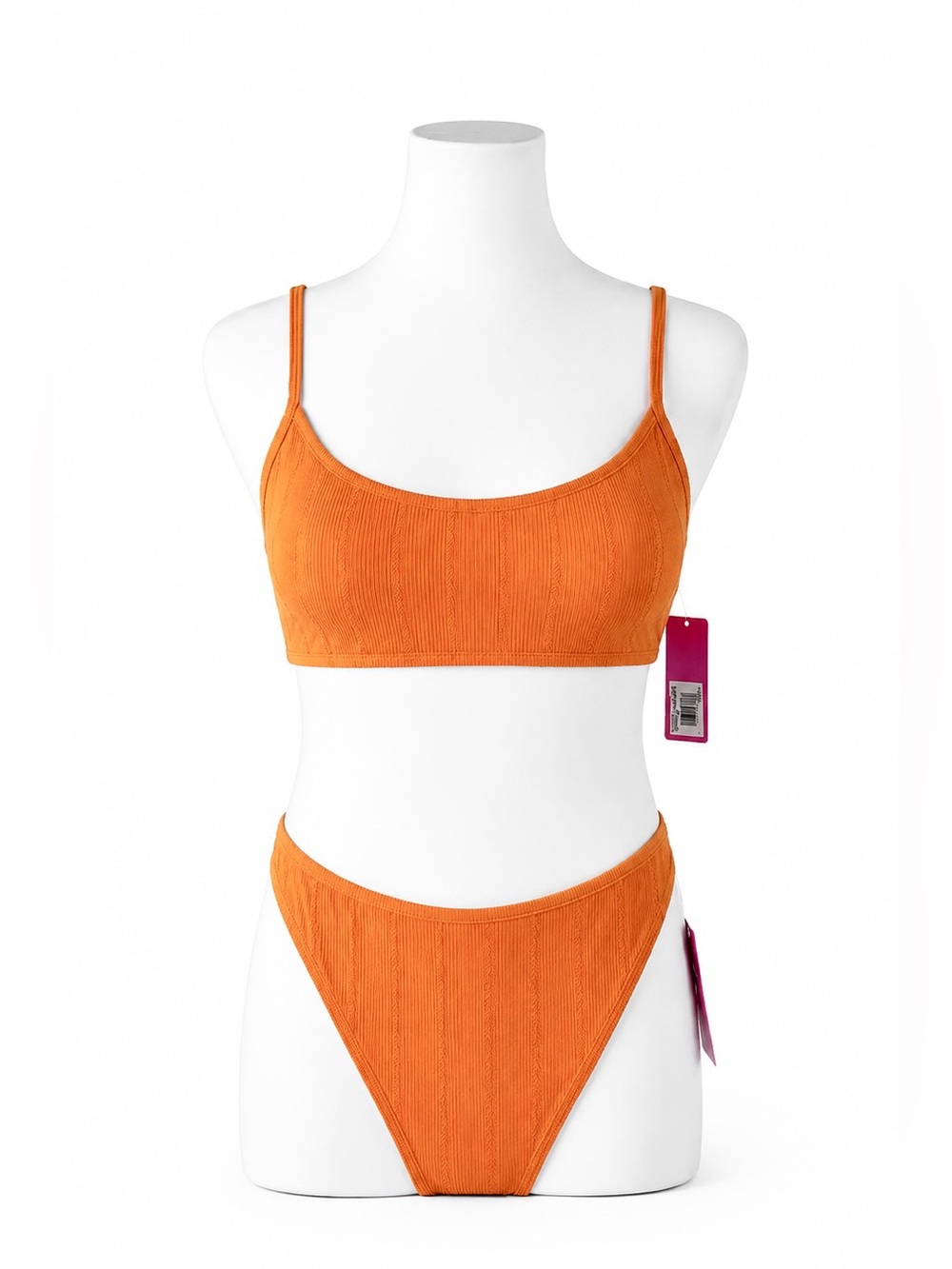 Juniors’ Ninety-Nine° Nectarine Orange Crinkle Bralette Bikini XXL (21/22) NWT